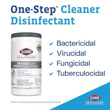Clorox Healthcare Versasure Cleaner Disinfectant Wipes 6.75 X 8 85 Count Canister (Package May Vary)