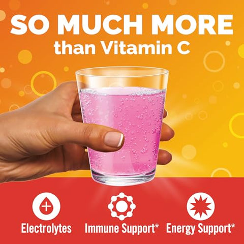 Emergen-C 1000Mg Vitamin C Powder With Antioxidants B Vitamins And Electrolytes Vitamin C Supplements For Immune Support Caffeine Free Drink Mix Raspberry Flavor - 60 Count/2 Month Supply