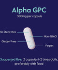 Bestvite Alpha GPC Choline 600mg Per Serving (120 Veggie Capsules) - No Stearates - Vegan - Non GMO - Gluten