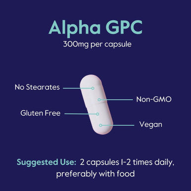 Bestvite Alpha GPC Choline 600mg Per Serving (120 Veggie Capsules) - No Stearates - Vegan - Non GMO - Gluten