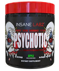 Insane Labz Psychotic High Stimulant Pre Workout Powder Extreme Lasting Energy Focus And Endurance With Beta Alanine Creatine Monohydrate Dmae 35 Srvgs (Apple)