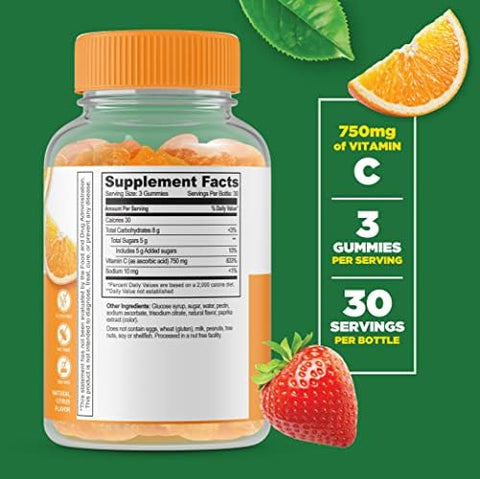 Lifeable Collagen & Vitamin C + Vitamin C 750Mg Gummies Bundle Great Tasting Vitamin Supplement Gluten Gmo Chewable Gummy