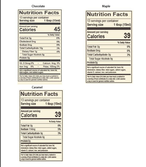 NuNaturals Pourable Maple Caramel Chocolate Stevia Syrup SugarFree Syrup 6.6oz 3 Pack (MultiPack)