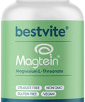 Bestvite Magtein Magnesium L-Threonate Capsules - 2000mg per Serving (120 Vegetarian Capsules) - Patented and Bioavailable Magnesium - No Stearates - No Fillers - Vegan - Non GMO - Gluten
