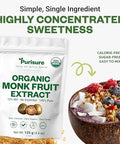 Organic Monk Fruit Extract Powder, 125g (4.41oz), No Fillers Pure USDA Organic Monk Fruit Extract Sweetener with No Aftertaste, Zero Calorie & Zero Carbs, Keto & Paleo Friendly 403 Servings