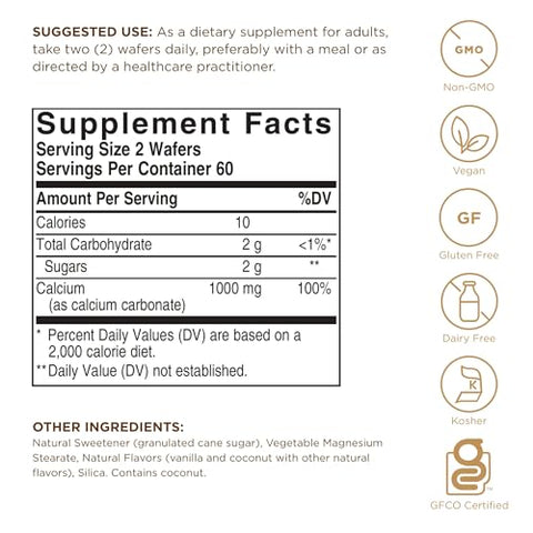 Solgar Chewable Calcium 500 Mg - 120 Wafers Pack Of 3 - Promotes Musculoskeletal Health - Non-Gmo Vegan Gluten Wheat & Dairy Free Kosher 180 Total Servings