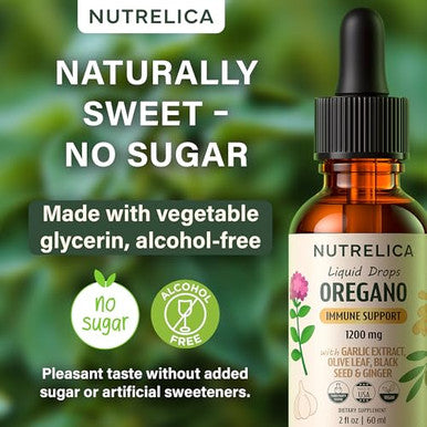 Nutrelica Oregano Oil With Garlic Extract Olive Leaf Black Seed Oil 1200Mg