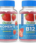 Lifeable Sugar Women'S Multivitamin + Vitamin B12 Gummies Bundle Great Tasting Vitamin Supplement Gluten Gmo Chewable Gummy