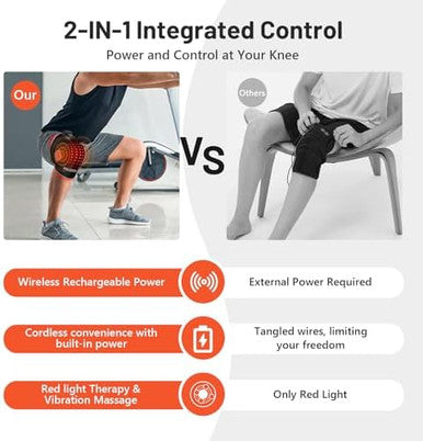 Halidodo Red Light Therapy & Vibration Massage Knee Brace - Wireless Rechargeable Controller 660Nm & 850Nm Red Light Therapy Heated Device For Knee/Joint/Elbow/Shoulder.