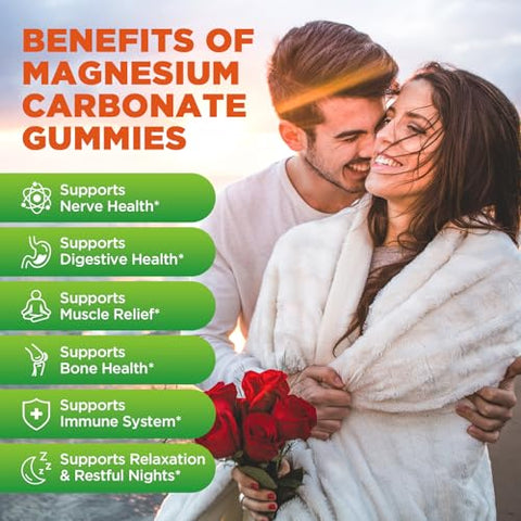 Sept Yan Magnesium Carbonate Gummies 500Mg Magnesium Supplement With Vitamin C D3 & B6 For Muscle Bone Digestive & Immune Support Orange Flavor Sugar Free Vegan 60 Count