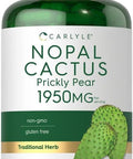 Carlyle Prickly Pear 1950 mg | 180 Capsules | Nopal Cactus Supplement | Non-GMO Gluten