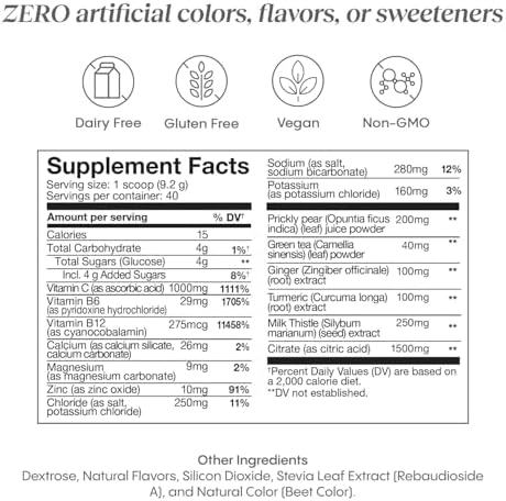 Hydralyte Liver Support + Electrolyte Mix With Milk Thistle Turmeric Ginger Prickly Pear Green Tea Extract Formulated For Rapid Rehydration (Blood Orange Ginger 40 Serve Tub)