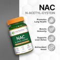 Pure Nutrition Nac (N-Acetyl L-Cysteine) 600Mg 120 Veg Capsules Antioxidant Support Supplement Supports Overall Wellness Dietary Supplement For Men & Women