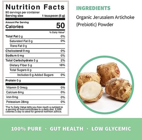 Sprout Living Organic Inulin With Fos Prebiotic Powder Soluble Fiber For Leaky Gut Bloating Digestion Feed Friendly Bacteria (Probiotics) 1 Scoop Daily 1 Lb (90 Servings)