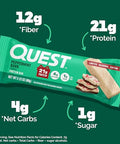 Quest Nutrition Peppermint Bark Protein Bar 21G Protein 4G Net Carb 1G Sugar Gluten Free 12 Count