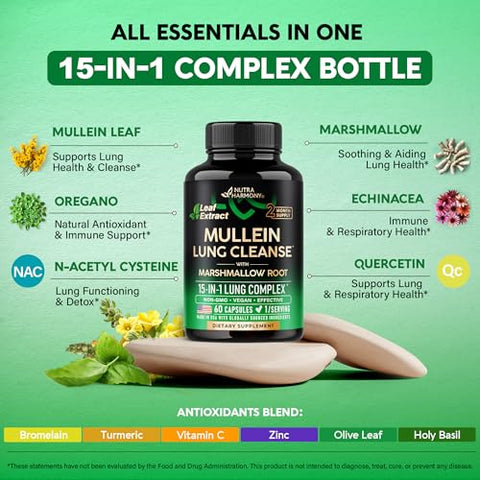 Nutraharmony Mullein Leaf Extract & Turmeric Curcumin Capsules