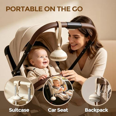 Evoceler Portable White Noise Sound Machine For Baby Adult With 9 Soothing Sound Memory Function 64H Powerful Battery For Home Travel Office Toddler Lock Reinforced Clip Baby Registry White