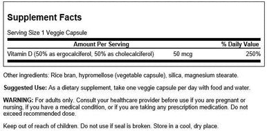Swanson Vitamin D Complex with Vitamins D2 & D3 - Complete Sunshine Vitamin Complex for Bone Dental & Immune Health - Vitamin Supplement ( 50 mcg 60 Veggie Capsules ) 2 Pack