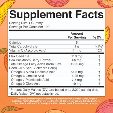 Maryruth'S Maryruth Organics Vegan Omega 3 6 7 9 Gummies Up To 4 Month Supply Omega 3 Supplement With Flaxseed Oil Omega 3 Gummies No Fish Taste Non-Gmo 120 Count