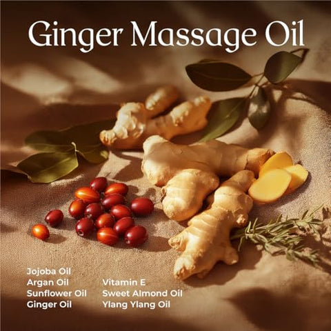Gya Labs Ginger Massage Oil - 8.45 Fl Oz - 100 Pure Natural For Invigorating Muscle Comfort Sore Muscle Ginger Massage Oil With Roller Ball For Skin - With Arnica Vitamin E - Warming And Relaxing