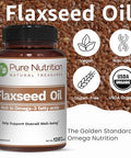 Pure Nutrition Flaxseed Oil 1000Mg With Omega 3 6 9 I 120 Veg Caps Naturally Providing 500Mg Alpha-Linolenic 134 Mg Linoleic And 188Mg Oleic Acid
