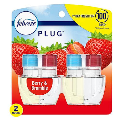 Febreze Odor-Fighting Fade Defy Plug Air Freshener Refill Berry & Bramble (2) .87 Fl. Oz. Oil Refill