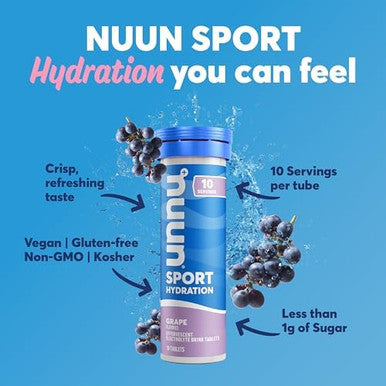Nuun Sport Electrolyte Tablets - Dissolvable In Water, Variety Pack, 5 Essential Electrolytes For Hydration, 1G Sugar Drink Mix, Vegan, Non-Gmo, 6 Pack (60 Total Servings)