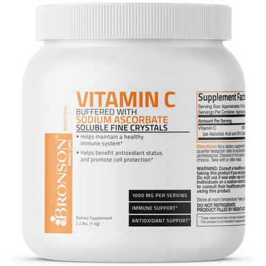 Bronson Buffered Vitamin C Ascorbic Acid Crystals - 1,000 mg 2.2 lbs (1kg)
