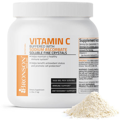 Bronson Buffered Vitamin C Ascorbic Acid Crystals - 1,000 mg 2.2 lbs (1kg)