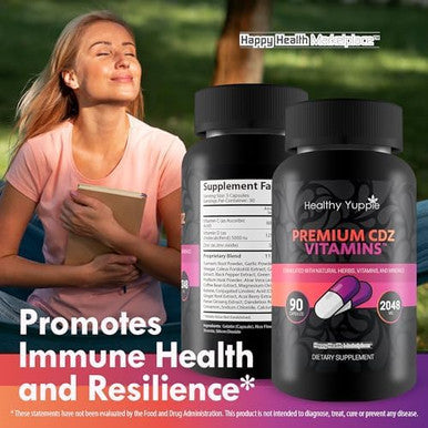 Healthy Yuppie Premium Cdz Vitamins - Our Best Immunity & Performance Pills - Stamina Booster Cdz Supplement Vitamin C D And Zinc - D3 Immune Health Vitamins - Vitamin C D Z Immune Health Supplements
