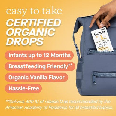 Genexa Infants Vitamin D Liquid Drops For born Baby & Toddlersupports Growth & Bone Developmentdelicious Organic Vanilla Flavor Organic Gluten & Nongmo90 Servings