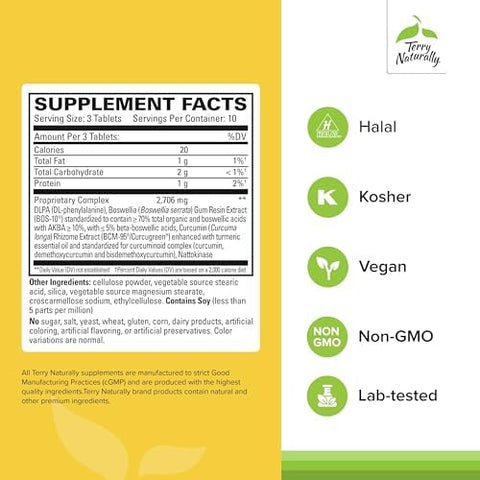 Terry Naturally Curamin Extra Strength Curcumin & Boswellia For Healthy Circulation Support Turmeric Supplement To Support Joints Muscle Health & Endorphin Production 30 Tablets (Pack Of 2)