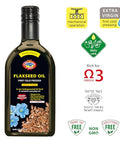 Flax Seed Cooking Oil - Amber Glass Bottle - Extra Virgin, Cold Pressed Flaxseed Oil Unrefined and Non-Deodorized Pure Essential 11.83 OZ