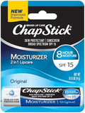 Chapstick Moisturizer 2-In-1 Lipcare Spf 15 Original Sunscreen Lip Balm With Aloe Vera And Vitamin E 0.15 Oz Ea