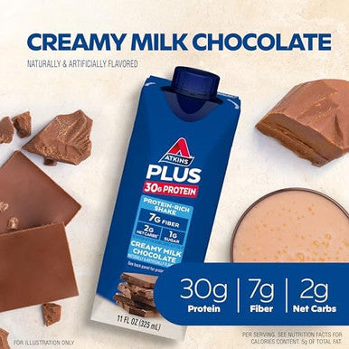 Atkins Creamy Milk Chocolate Plus Protein Shake & Iced Coffee Vanilla Latte Protein Shake 15G Protein Low Glycemic 4G Net Carb 1G Sugar Keto Friendly 3 Pack