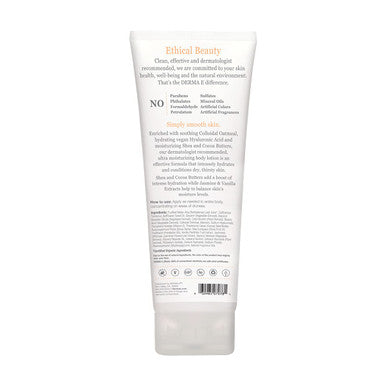 DERMA E Jasmine and Vanilla Ultra Moisturizing Shea Body Lotion Vegan Hyaluronic Acid and Vitamin E Moisturizer for Dry Skin Cruelty Free Moisturizing Cream, 8 oz