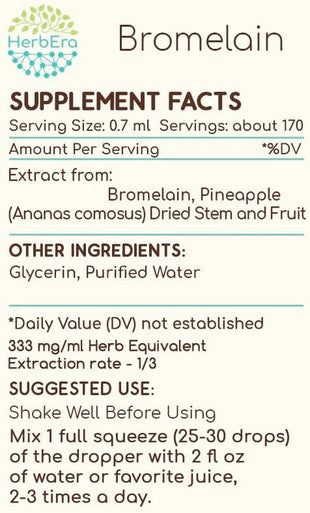 Bromelain B120 Alcohol-Free Herbal Extract Tincture, Super-Concentrated Wildcrafted Bromelain, Pineapple (Ananas comosus) (4 fl oz)