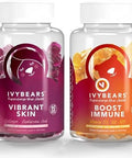 IvyBears Radiant Glow and Immune Gummies Vibrant Skin with VERISOL and Hyaluronic Acid + Daily Immunity with Vitamin C and Zinc Vegan 2Pack