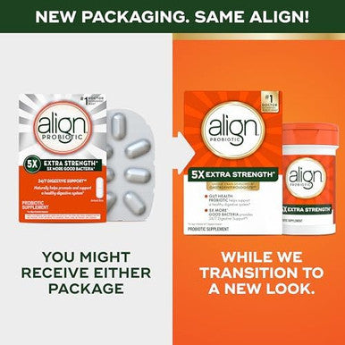 Align Probiotic Extra Strength Probiotics For Women And Men #1 Doctor Recommended BrandÃ¢â‚¬Â¡ 5X More Good Bacteria To Help Support A Healthy Digestive System 42 Capsules (Packaging May Vary)