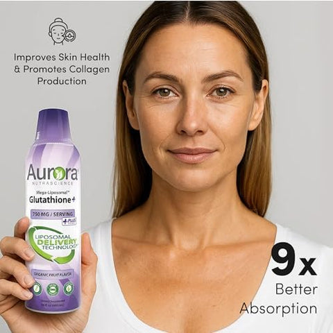 Aurora Nutrascience Mega Liposomal Vitamin D3K2+ VIT C and Liquid Glutathione + VIT C Bottle Bundle Support in Cognitive Health and Immune System 32 Servings Each