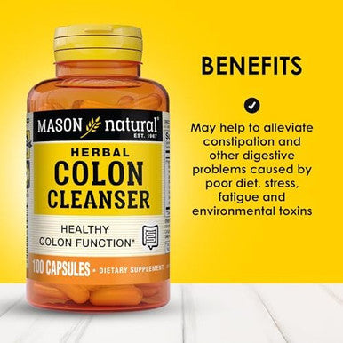 Mason Natural Herbal Colon Cleanser 300 Day Supply Dietary Supplement Supports Digestive Health With Soluble Fibers Probiotics & Herbs 3 Pack