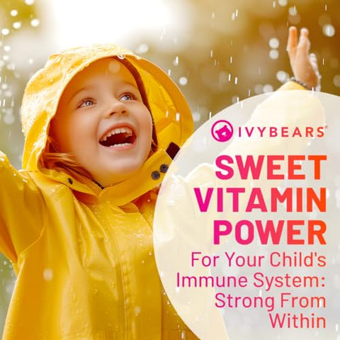IvyBears Superpower Kids Multivitamin Gummies for Immune Support Strengthen Children's Immune Systems with Vitamins C D2 B6 A Fully Natural BerryFlavored GermanMade Daily Supplement