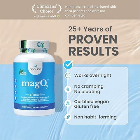 Nbpure Mago7 Natural Colon Cleanse & Detox Occasional Constipation Relief Stool Softening & Bloating Support For Men & Women Ozonated Magnesium Oxide 30 Capsules