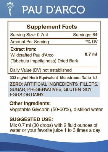 Secrets of the Tribe PAU d'Arco Tincture Alcohol-Free Extract, High-Potency Herbal Drops, Tincture Made from Wildcrafted PAU d'Arco (Tabebuia Impetiginosa) Dried Bark 2 oz