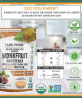 Tame prime USDA Organic Brown Monkfruit sweetener with Allulose from figs, 1 lb (454 g), 1:1 sweet like brown sugar, organic monk fruit without erythritol, 0 calories, 0 Glycemic index, Keto brown sugar, golden granulated, organic brown sugar substitute