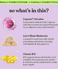 Lemme Focus Concentration & Brain Health Gummies With Cognizin Citicoline Lion'S Mane Mushroom Vitamin B12 To Support Focus Concentration - Gluten Free Caffeine Free Strawberry (50 Count)
