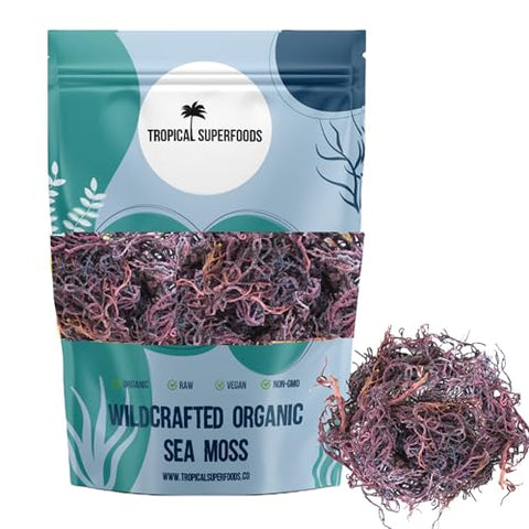 100% Wildcrafted Full Spectrum Purple Sea Moss | Irish Sea Moss | Sun dried | 92 Minerals - Makes 20 + oz of Sea Moss Gel | Full Spectrum Purple Sea Moss (4oz)
