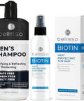 Bellisso Shampoo For Men And Biotin Heat Protection Hair Spray With Moroccan Argan Oil
