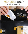 PURITI Genuine Raw Manuka Honey Snaps On The Go - UMF 10+ (MGO300+) 21 x 0.18oz Individual Snap Packets, Single Serve Honey Sticks for Tea, Travel & Snacks, Certified, Authentic Made in New Zealand