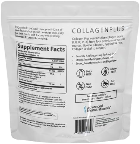 Advanced Collagen Plus Powder 5 Types Of Collagen (I Ii Iii V X) With Biotin & Chondroitin Sulfate Supports Skin Hair Joints & Nails Unflavored Easy-Mix Formula